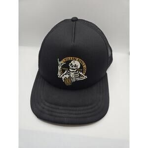 Vans Chillin Trucker Hat Snapback Black Skeleton Since 1966 Beer OTW Mesh Cap